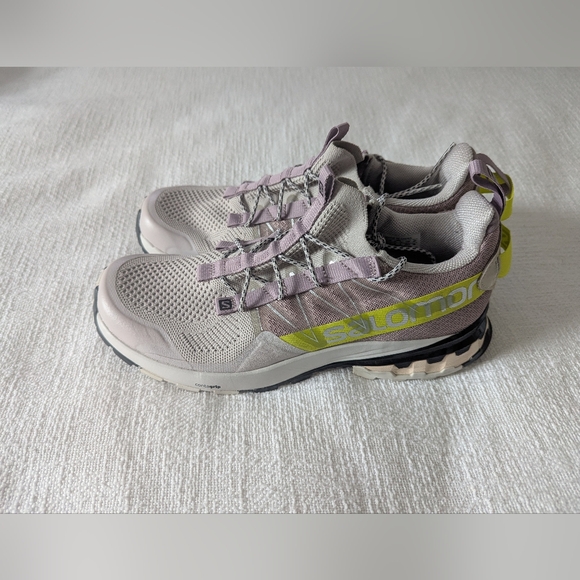 Salomon Shoes Women's 9 Grey Yellow XA Cover Trail Running Shoe Unisex EUC Men 8 - Picture 4 of 9